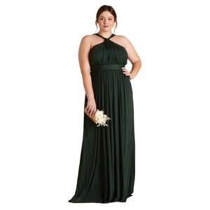 BIRDY GREY Kiko Halter Neck Grecian Emerald Green Chiffon Gown